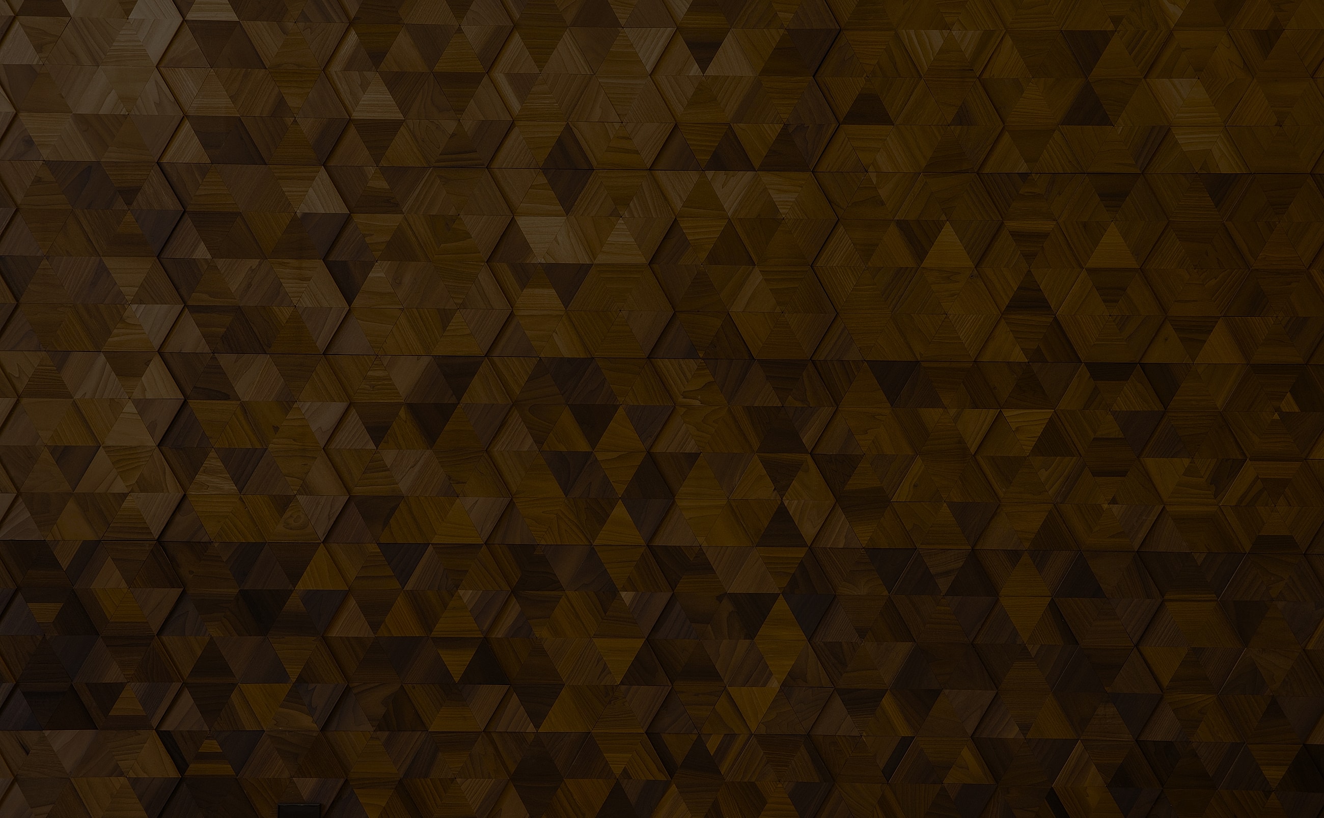 Geometric wooden panel with triangular patterns.